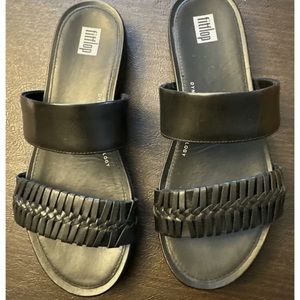 Fitflop - Gracie Black Leather Slid Sandals Size 7